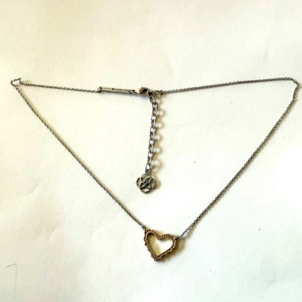 Kendra Scott Sophee Gold Tone Heart Pendant Silver Tone Necklace Adjustable Chai